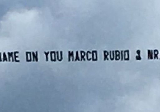 Banner Lambasting Marco Rubio and NRA's Response to School Shooting Flown Above Miami Beach