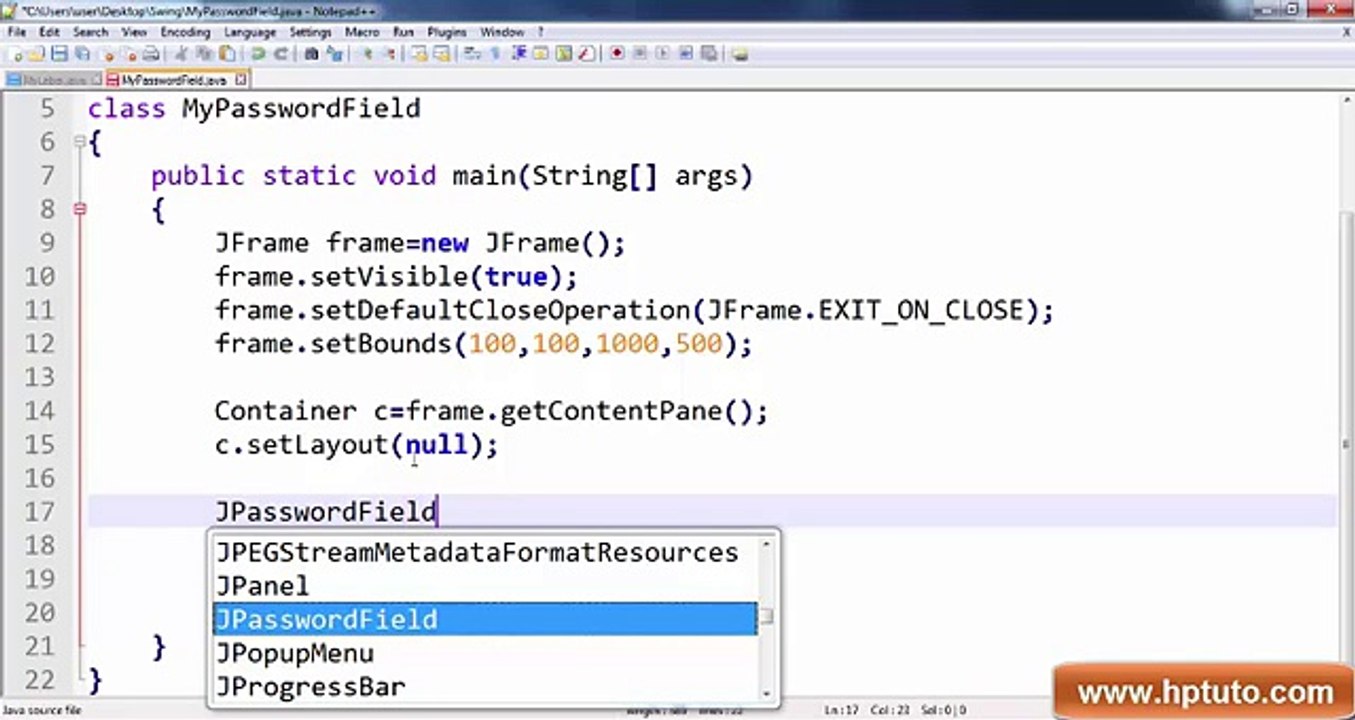 [MP4 360p] Swing (Hindi) 016 _ JPasswordField 01 _ How to create JPasswordField