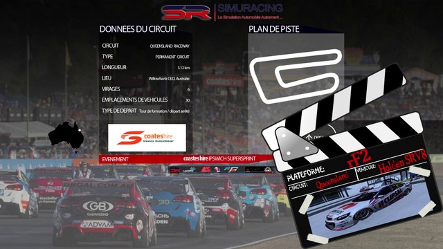 Tour de piste à Queensland en Holden Commodore SRV8 sur rFactor 2