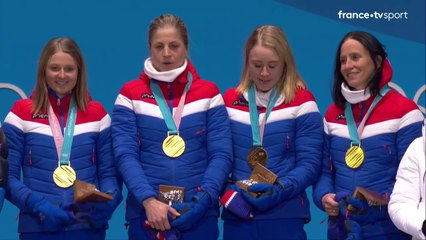 JO 2018 : Ski de Fond - Relais femmes : Remise des médailles