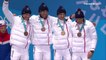 JO 2018 : Ski de fond - Relais hommes (4x10 km) : Le relais tricolore sur le podium en bronze
