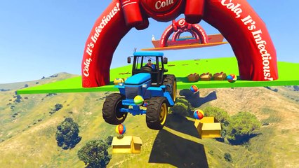 Learn Colors with Tractor & Jetski w Superheroes Cartoon for Kids & Babies Nursery Rhymes