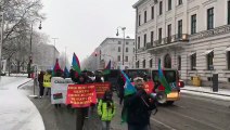 Baloch Republican Party activists carry out a rally in Munich city against pakistan crimes in Balochistan.