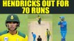 India vs South Africa 1st T20I: Hendricks dismissed for 70 runs, Bhuvi takes his 3rd wicket|Oneindia