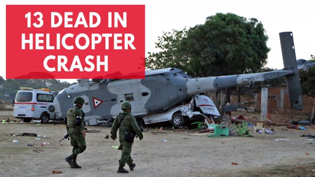 13 people dead after helicopter surveying damage from an earthquake crashes