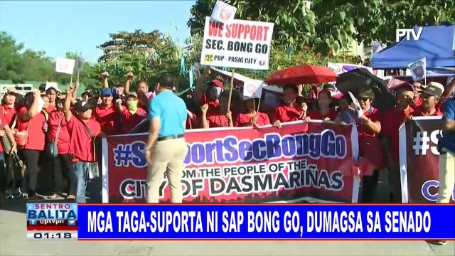 Mga taga-suporta ni SAP Bong Go, dumagsa sa Senado