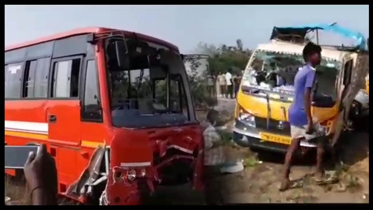 காஞ்சிபுரம் அருகே பேருந்து- வேன் மோதல்- வீடியோ