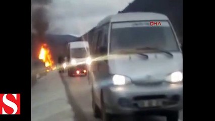Tokat�ta feci kaza... Otomobil birden alev aldı: 5 ölü
