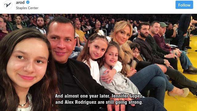 Family time! Jennifer Lopez and Alex Rodriguez bring their kids along for Lakers game in Los Angeles.