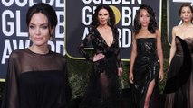 Angelina Jolie, Jessica Biel, Kerry Washington and Catherine Zeta Jones dazzle at Golden Globes red carpet amid protest.
