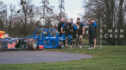 Une voiture de course F1 vs 8 rugbymans