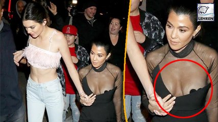 Kourtney Kardashian’s Suffers Wardrobe Malfunction As Her Dress Slips Down