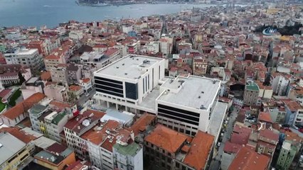 Yeniden inşa edilen Taksim İlk Yardım Hastanesi'nin son durumu havadan görüntülendi