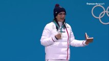 JO 2018 : Ski acrobatique - Halfpipe Femmes. Marie Martinod reçoit sa médaille d'argent