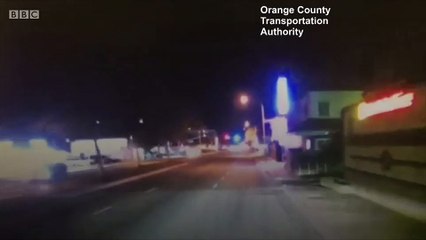 California car crashes into second floor building