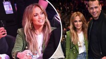 Date night! Jennifer Lopez dons shredded jeans and lime green jacket to attend All-Star game with boyfriend Alex Rodriguez.