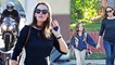 That's her girl! Doting mother Jennifer Garner holds daughter Seraphina's hand... as Ben Affleck makes his way across town by motorcycle.