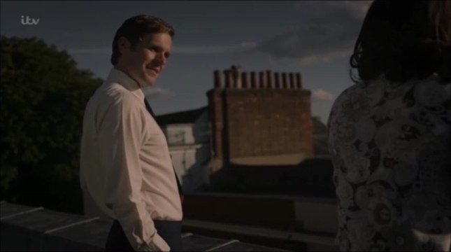 Sara and Endeavour from Endeavour episode, Passenger'.