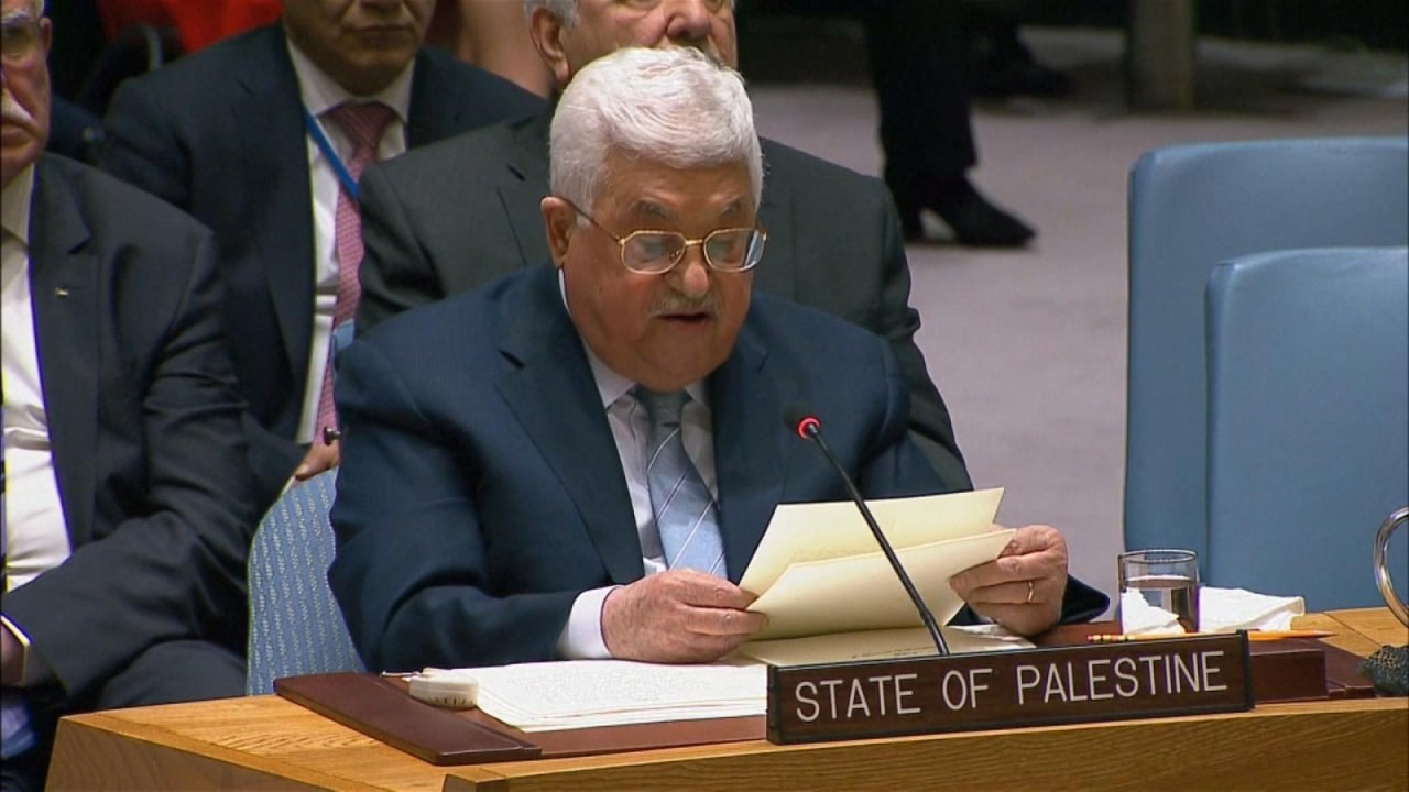 Palestinian leader Mahmoud Abbas calls for Inte...