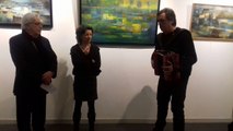 L’accordéoniste Christian Maes au vernissage de l’exposition de Cathy Gaspoz, à Mâcon