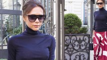 Victoria Beckham masters a chic city style while out in Madrid... as husband David pokes fun at her love of cheap wine.