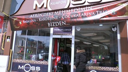 Afrin’deki Mehmetçiklerin ailelerine ücretsiz tıraş