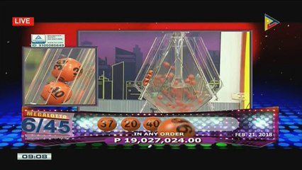 PCSO 9 PM Lotto Draw, February 21, 2018