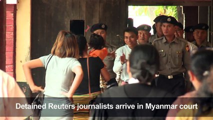 下载视频: Detained Reuters journalists arrive in Myanmar court