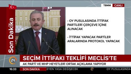 Seçim İttifakı Teklifi Meclis'te