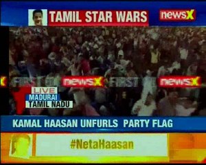 Download Video: Kamal Haasan launches his political party ‘Makkal Needhi Maiam’ in Madurai; unveils party flag