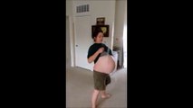 Cette future maman fait du hula hoop avec son gros ventre