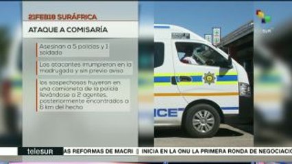 Mueren cinco policías y un soldado en ataque a comisaría en Sudáfrica