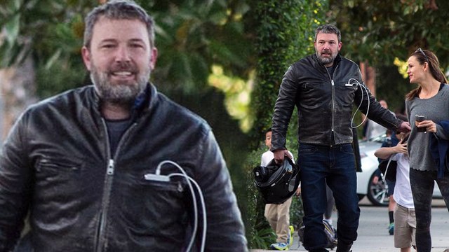 Friendly exes! Ben Affleck sports leather jacket and Jennifer Garner dons workout wear during morning school run in Los Angeles.