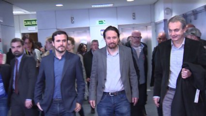 Zapatero, Iglesias y Garzón en un acto 'Pro Bolivia'