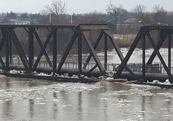 Ice Jams Clog Grand River Through Brantford, Ontario