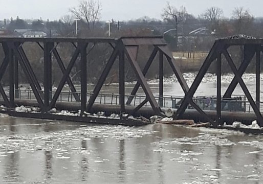 Ice Jams Clog Grand River Through Brantford, Ontario