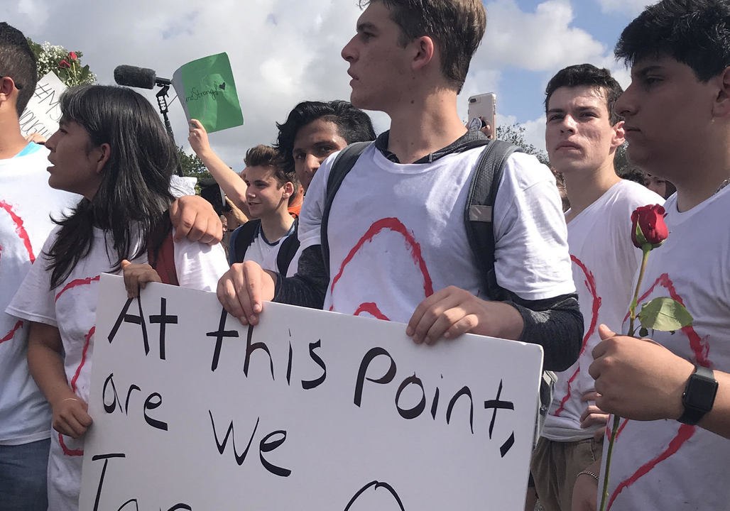 Hundreds of High School Students From Nearby Coconut Creek March in Solidarity with Parkland