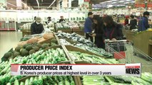 Highest producer price index in 38 months, largely due to rise in vegetable prices