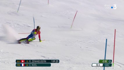 JO 2018 : Ski alpin - Slalom Hommes. Clément Noel au pied du podium de ces Jeux Olympiques