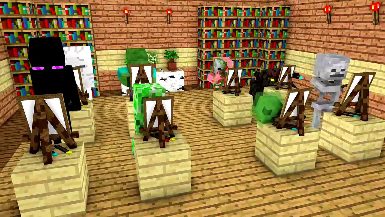 Monster School - Mobs Drawing - Minecraft Animation