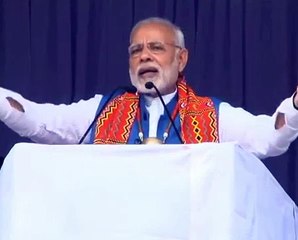 प्रधान मंत्री नरेंद्र मोदी टोगेनांग, नागालैंड में सार्वजनिक रैली को संबोधित करते है