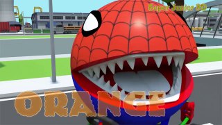 Learn Colors with 3D Pacman Cars  Hamburger   Surprise Eggs - Learning Videos