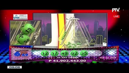 PCSO 9 PM Lotto Draw, February 22, 2018