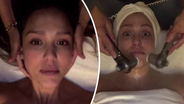 'Postpartum facial': Jessica Alba treats herself to a luxurious spa day after welcoming son Hayes on New Year's Eve.