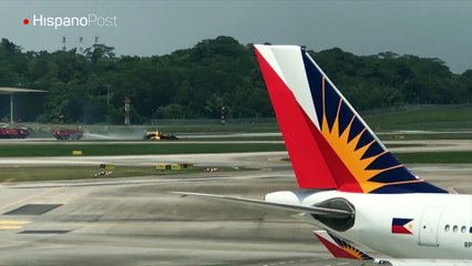 Avión se incendió en plena pista en un aeropuerto de Singapore