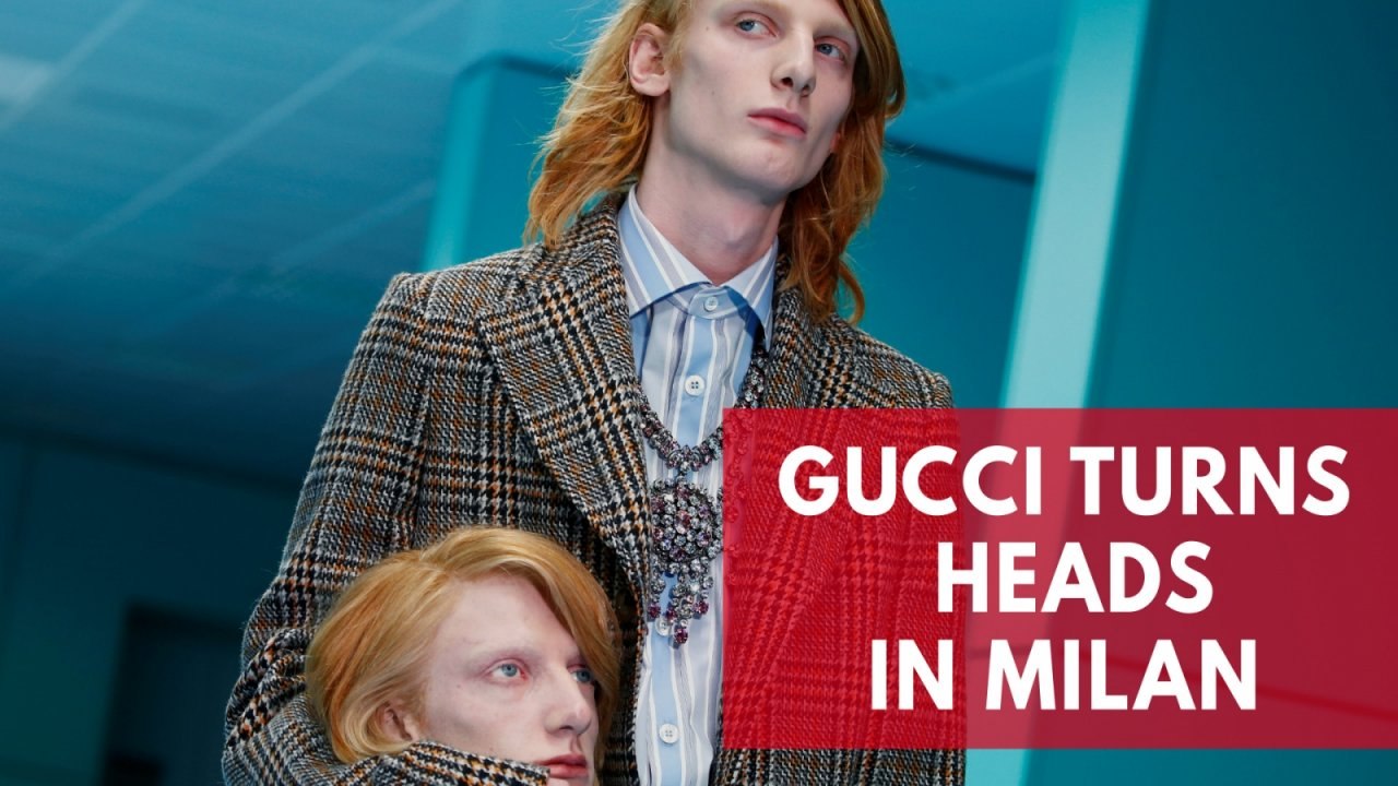 Gucci models show off replicas of their own heads at Milan fashion week video Dailymotion