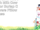 LINKWELL 18x18 Retro Farm Fresh Milk Cow Home Decor Burlap Cushion Covers Pillow Case