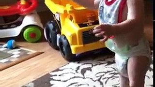 Baby learning how to walk for the first time 
