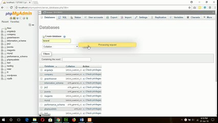Creating database table using migration in Laravel
