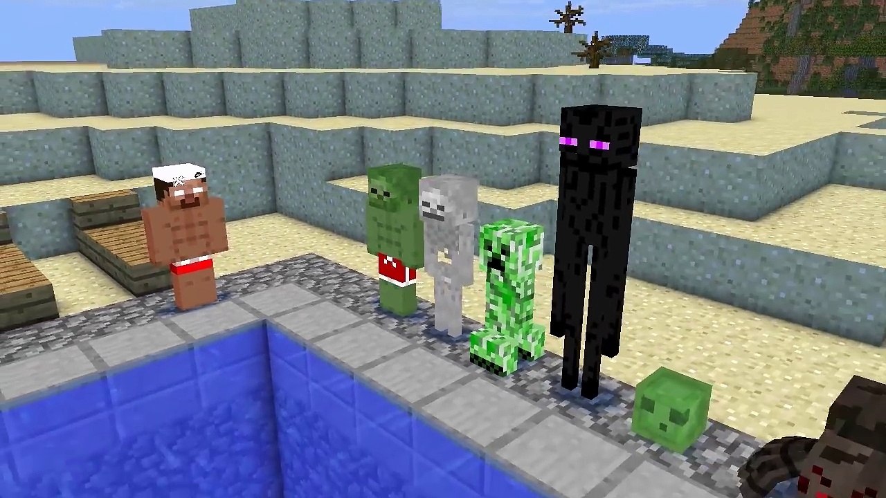 Monster School - Swimming Challenge - Minecraft Animation